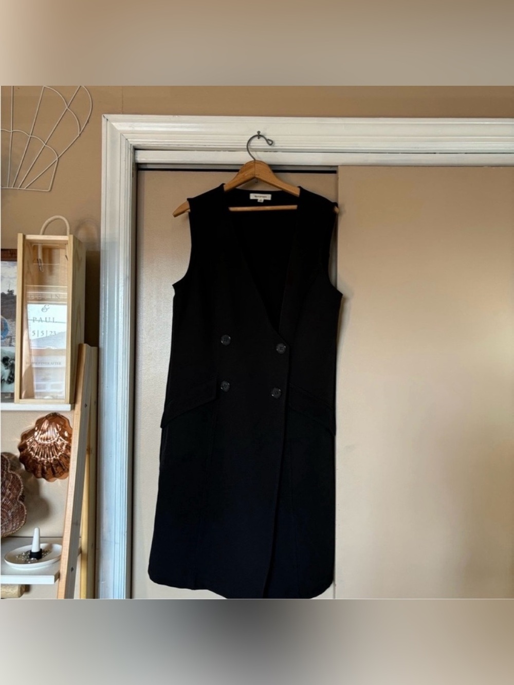 Max Studio black blazer double breasted button up vest dress size medium